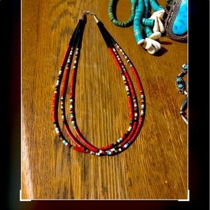 💕Santo Domingo Coral Heishi Turquoise Necklace